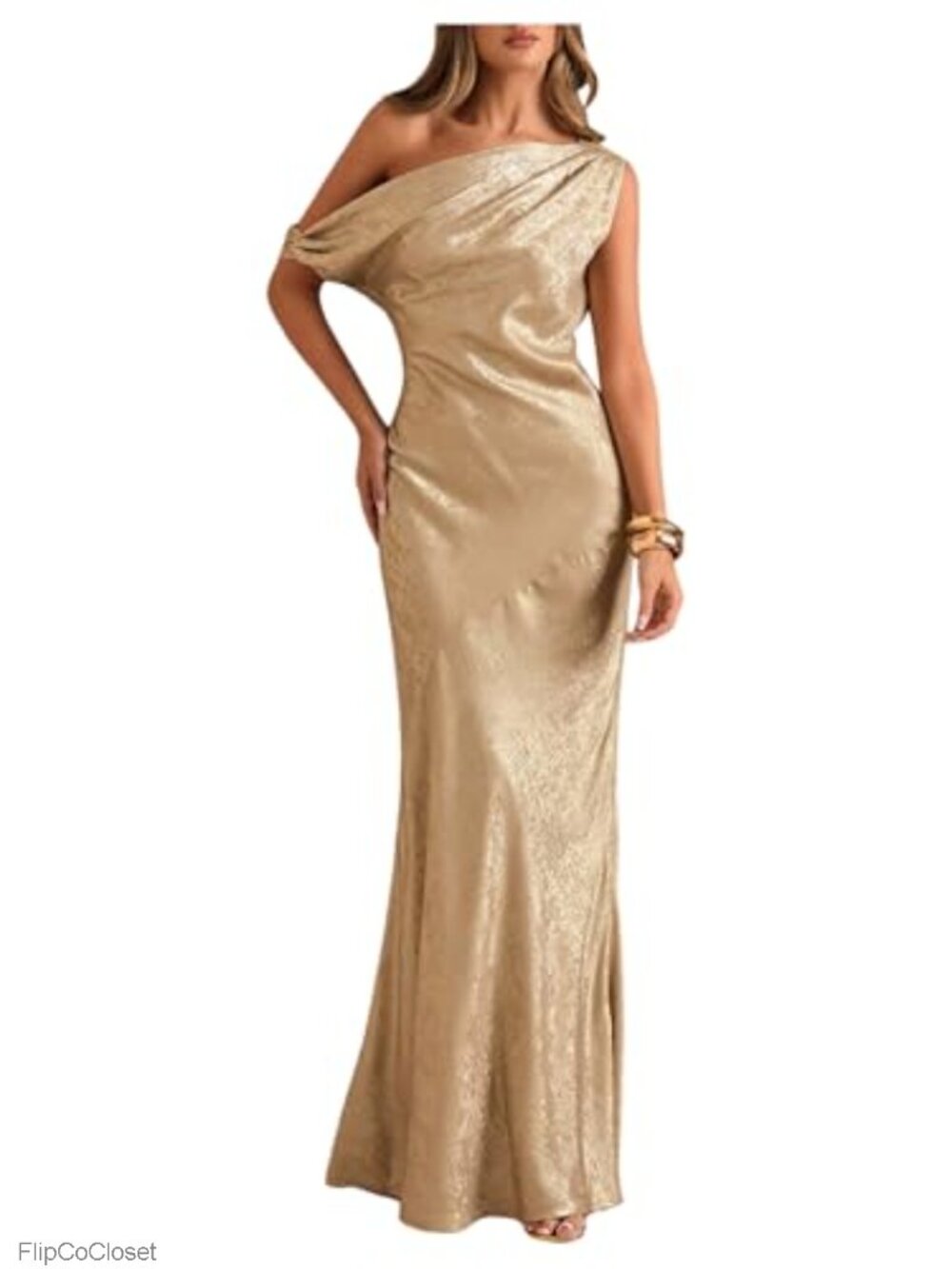Metallic Off Shoulder Bodycon Fishtail Maxi Dress Cocktail Party